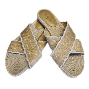 J. Crew Scalloped Polka Dot Slide Sandals, EUC, Size 8